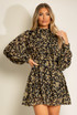 Floral Print Frilled Trim Mini Dress