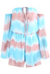 Tie Dye Print Off Shoulder Knotted Playsuit