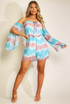 Tie Dye Print Off Shoulder Knotted Playsuit