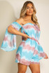Tie Dye Print Off Shoulder Knotted Playsuit
