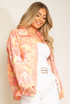 Tie Dye Print Front Pocketed Denim Shacket 