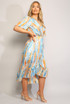 Watercolour Print Wrap Look Dress