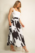 Dog Tooth Print Pleated Maxi Skirt