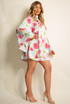 Shiny Floral Print Open Back Shift Dress
