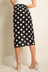 Polka Dot Twist Front Midi Skirt