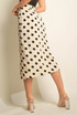 Polka Dot Twist Front Midi Skirt