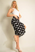 Polka Dot Twist Front Midi Skirt