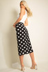 Polka Dot Twist Front Midi Skirt