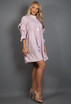 Ruched Frill Sleeve Shirt Dress 