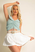 Ruched Front Frill Knit Crop Tops