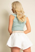 Ruched Front Frill Knit Crop Tops