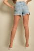 Cut Out Denim Shorts With Chain