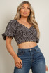 Daisy Print Cross Over Crop Top