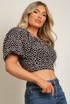 Daisy Print Cross Over Crop Top