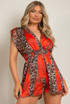 Contrast Animal Print Playsuit