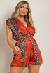 Contrast Animal Print Playsuit