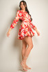 Floral Print Belted Flare Shirt Dress
