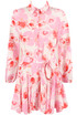 Floral Print Belted Flare Shirt Dress