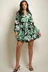 Floral Print Belted Flare Shirt Dress