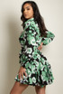 Floral Print Belted Flare Shirt Dress