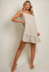 Linen Strappy Mini Skater Dress