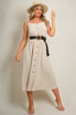 Button Front Strappy Midi Dress 