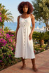 Button Front Strappy Midi Dress 