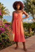 Button Front Strappy Midi Dress 