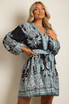 Paisley Print Belted Flare Mini Dress