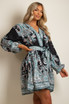 Paisley Print Belted Flare Mini Dress