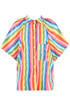 Striped Rainbow Blouse With Balloon Sleeve