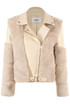 PU Faux Fur Trim Biker Jacket