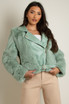 PU Faux Fur Trim Biker Jacket