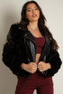 PU Faux Fur Trim Biker Jacket