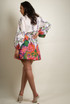 Floral Belted Mini Dress With Balloon Sleeve