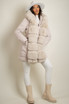 Midi Puffer Coat With Chunky Faux Fur