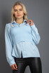 Button Trim Ribbed Crop Tops With Shirt