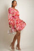 Floral Print Front Knotted Wrap Dress