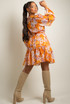 Floral Print Front Knotted Wrap Dress