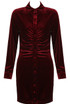 Velvet Ruched Shirt Dress