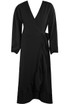Pleated Side Knotted Wrap Dress