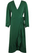 Pleated Side Knotted Wrap Dress