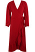 Pleated Side Knotted Wrap Dress