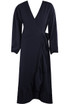 Pleated Side Knotted Wrap Dress