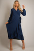 Pleated Side Knotted Wrap Dress