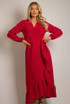 Pleated Side Knotted Wrap Dress