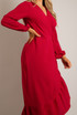 Pleated Side Knotted Wrap Dress