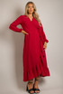 Pleated Side Knotted Wrap Dress