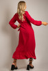 Pleated Side Knotted Wrap Dress