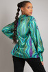 Satin Printed Cowl Neck Blouse